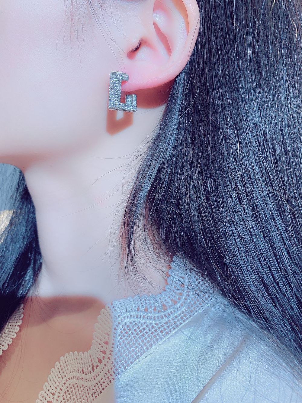 Stud Earrings: 2024 Choucong Brand Sterg Sier Rose Gold Plated 5A Cubic Zirconia Square Wedding Earrings for Women, Mother's Day Gift