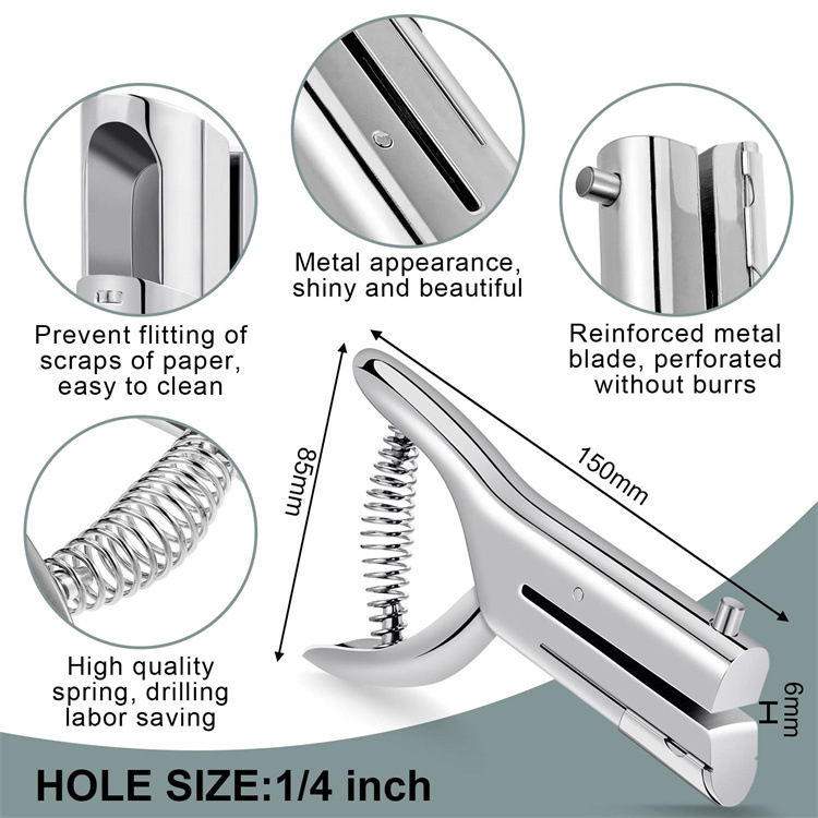 Clamp Long Distanc Metal 6MM Circle Hole Punch Heavy Duty Paper Cutter Round Single Plier Puncher