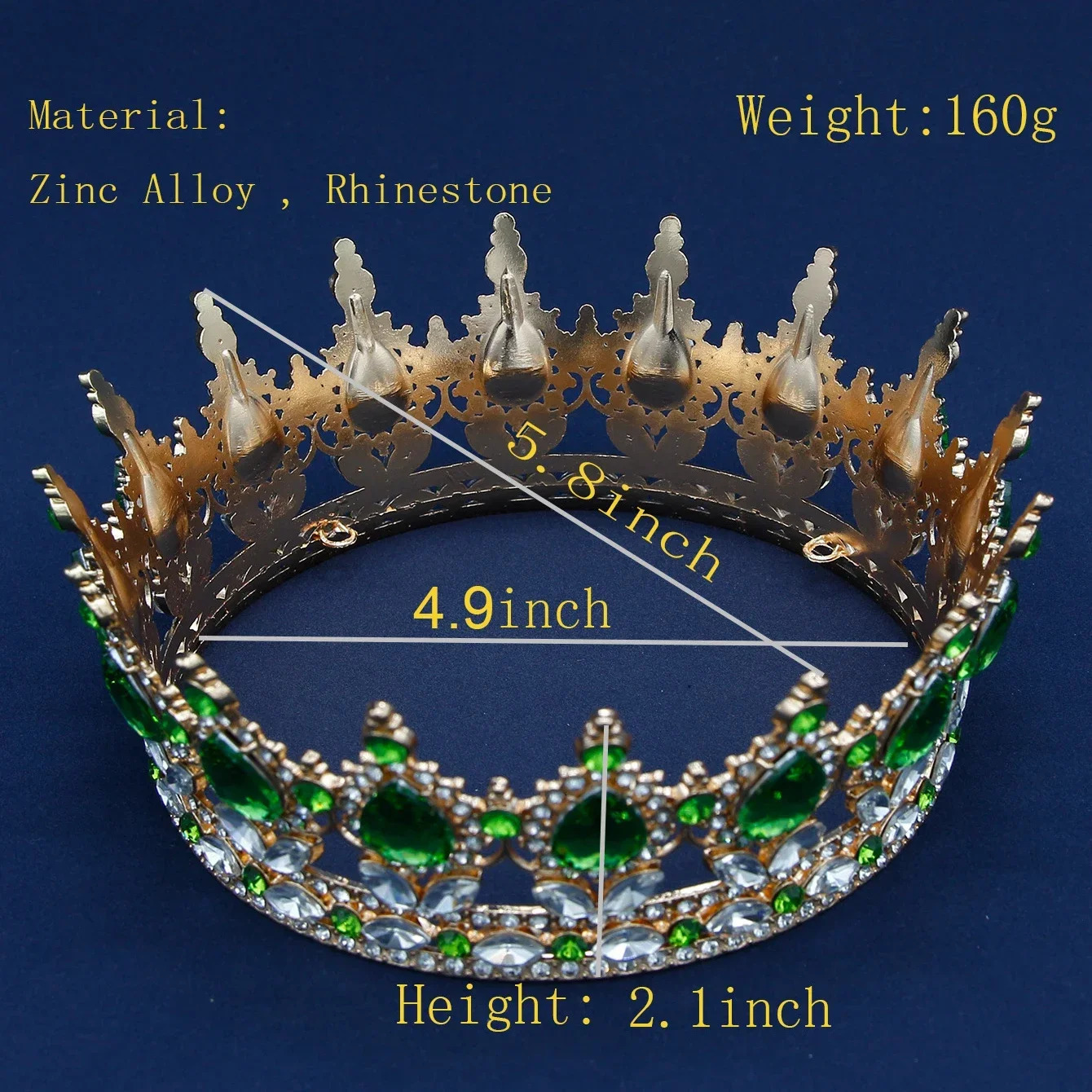 Baroque Round Wedding Crown Bridal Pageant Rhinestone Crystal Tiaras Crown Molding Headpieces For Queens and King 240315