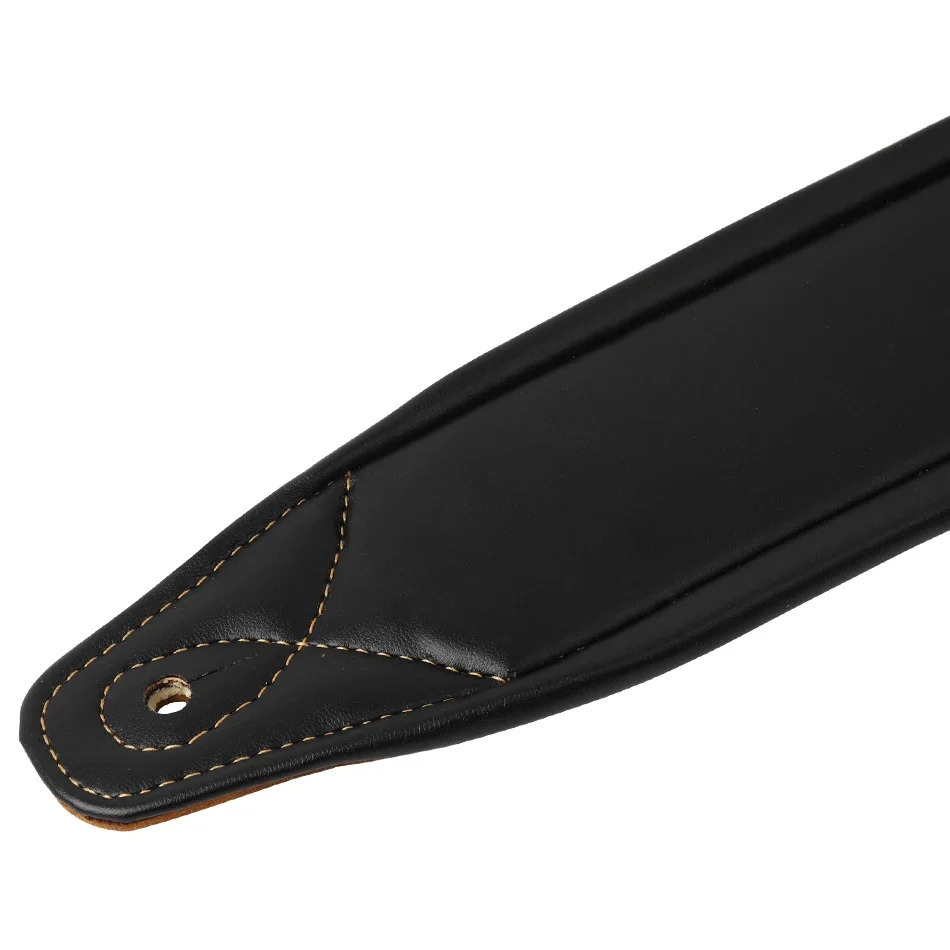 Soldier Top Grain Leather Cowhide Padded Guitar Strap for Electric Bass Adjustable Belt 240326