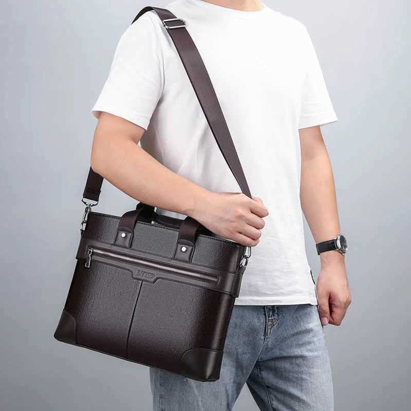 Laptop Cases Backpack Mens Business Briefcases PU Leather Shoulder Messenger Bags Travel Handbag Totes For Macbook 13.3 14 15.4 inch Male Bag 24328