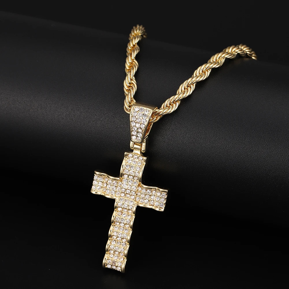 Fashion Cross Pendant Necklace Women Men Zinc Alloy Link Chain Charm Necklace Cool Boys Girls Punk Hip Hop Jewelry Gift 240315