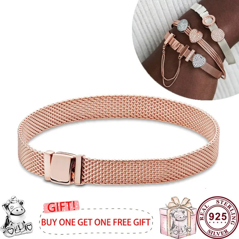 Selling 925 Silver Reflexions Series Woven Mesh Original Womens Multi Loop Watch Bracelet Wedding DIY Charm Jewelry 240323
