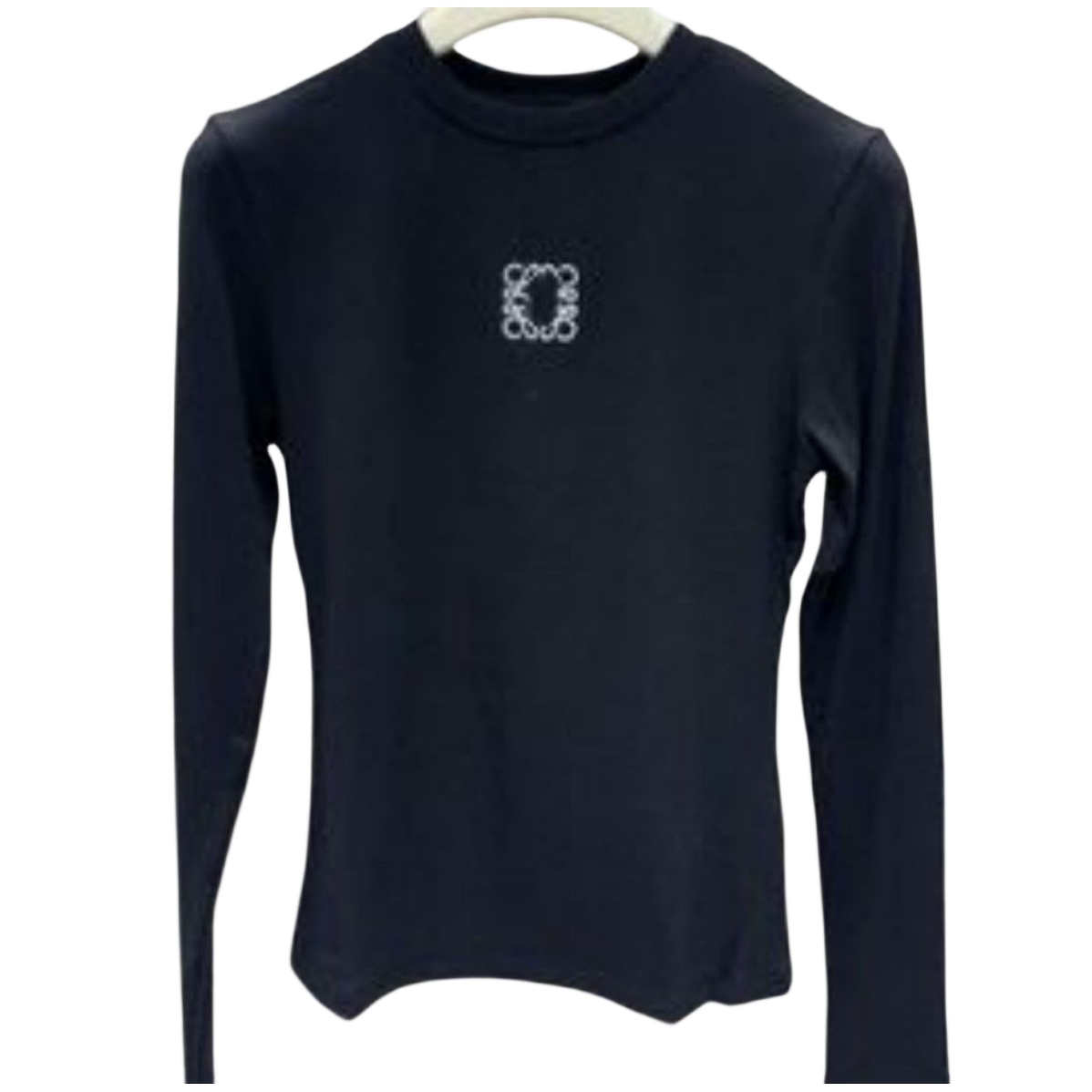 New design women's o-neck thread cotton logo flower embroidery long sleeve t-shirt tops SML