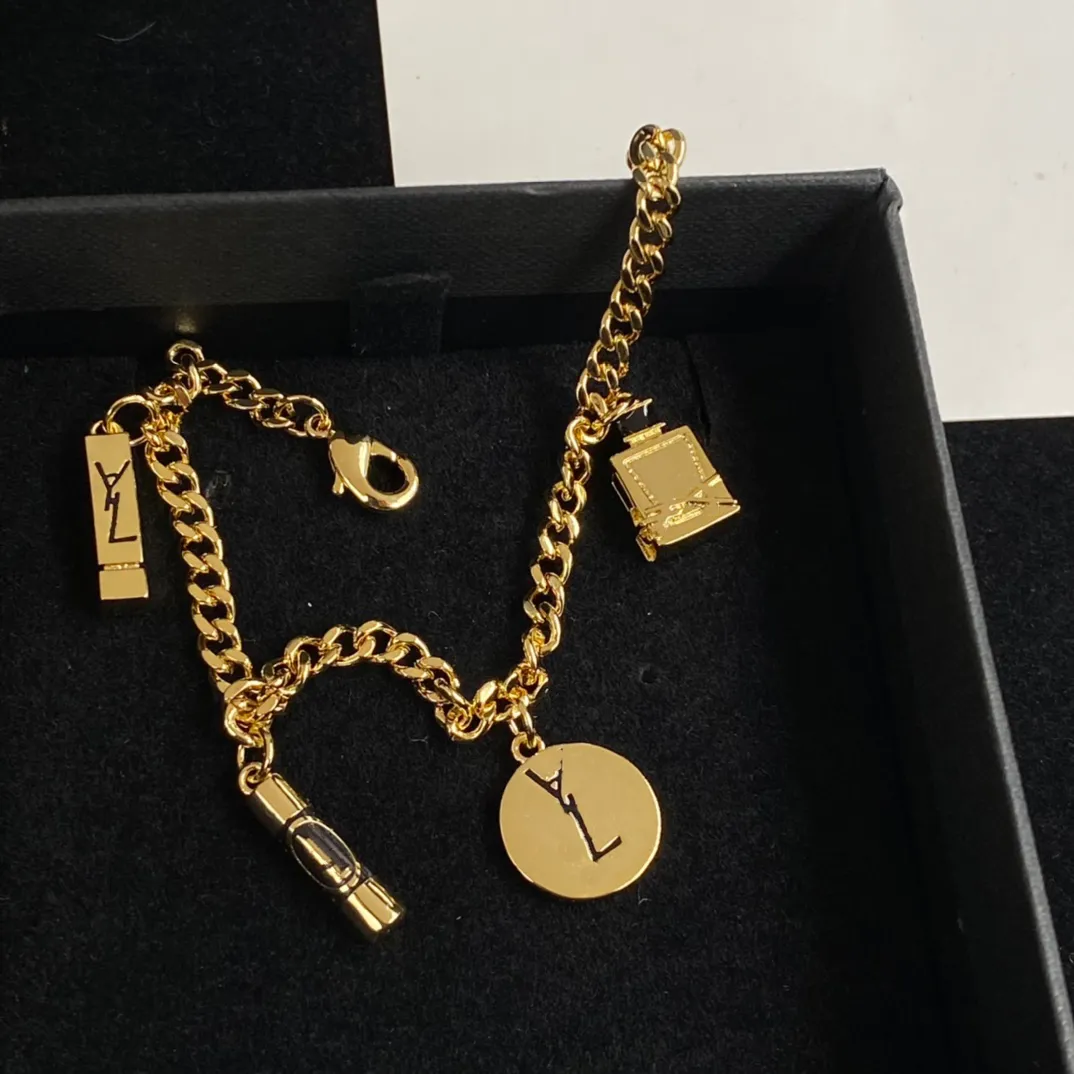 Womens Chains Bracelets 18K Gold Plated Ornaments Gold Mens Bracelet Girls Jewellery Charm Bracelet for Women Necklace Mens Love Bracelet Bangle Jewelry