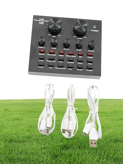 V8 Live Sound Card o External USB Headset Microphone K song Live Broadcast Sound Card for Mobile Phone Computer PC BM 800