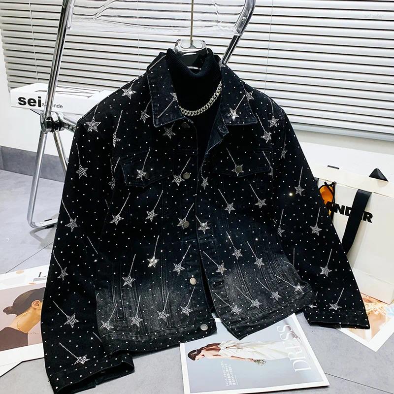 Men's Jackets Meteor Diamond-Embedded Rhinestone Short Denim Jacket Men Spring Autumn Fashion Brand Retro Gradient Color Handsome Clothing