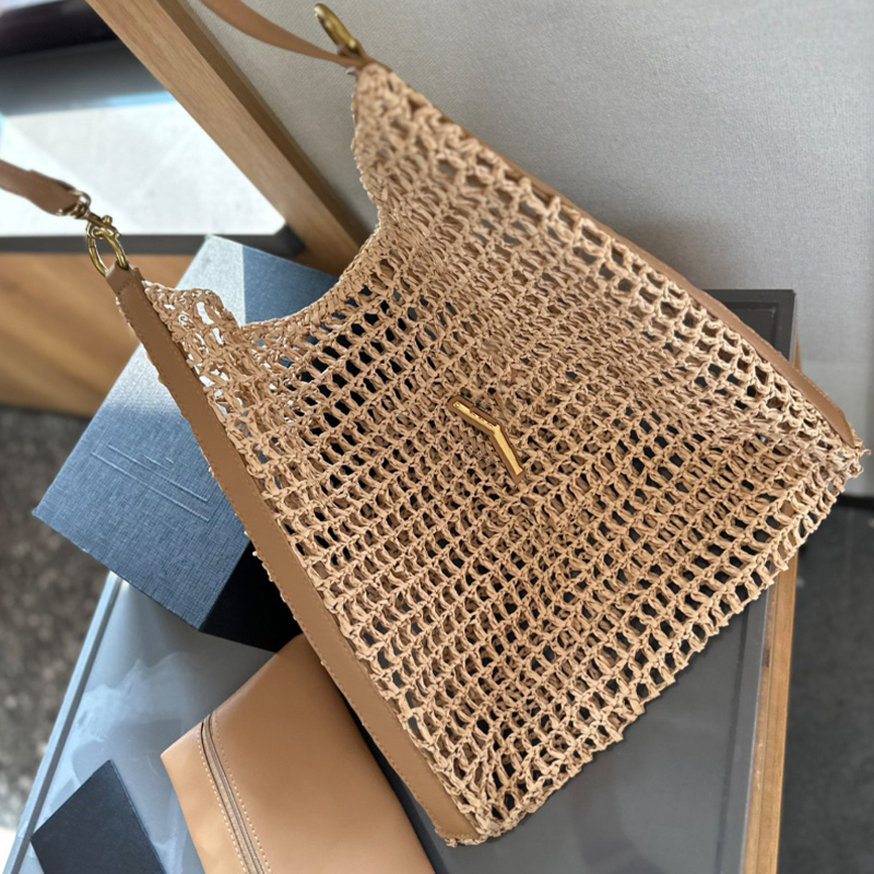 Designers Womens Shopping Large Capacity Crochet Tote Designer Women Shoulder Bags Handbag Grass Woven Hollow Bag Gold Hardware Letter Accessories Fre