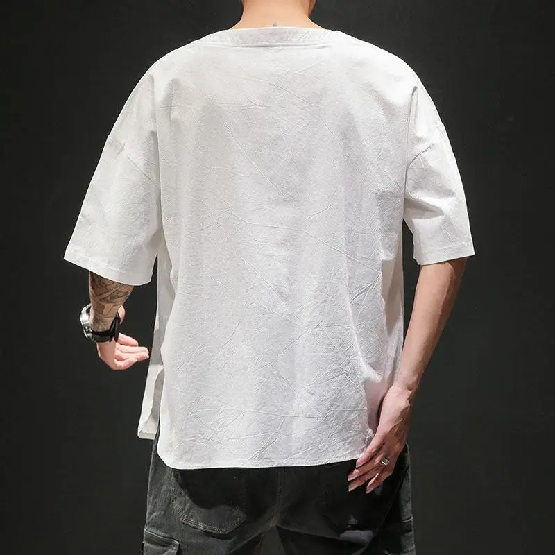 Summer Mens Fashion Letter Pockets Casual Streetwear Cotton T-shirts Y2K Youth O Neck Short Sleeve Loose Tops Ropa Hombre 240321