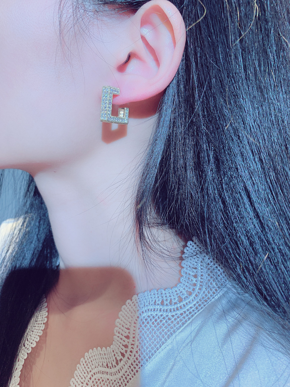 Stud Earrings: 2024 Choucong Brand Sterg Sier Rose Gold Plated 5A Cubic Zirconia Square Wedding Earrings for Women, Mother's Day Gift