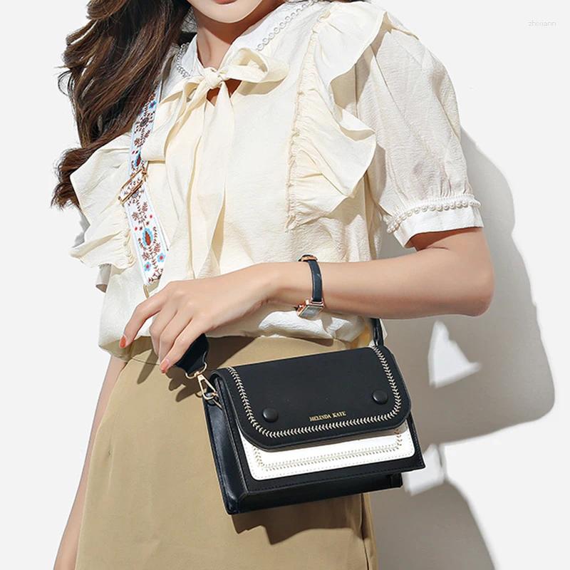 Evening Bags Ladies Messenger Bag Solid Color 2024 Trendy Wide Shoulder Strap Small Square Summer Casual Simple Crossbody