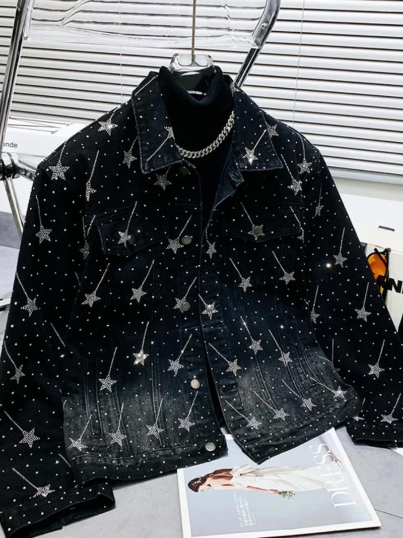 Men's Jackets Meteor Diamond-Embedded Rhinestone Short Denim Jacket Men Spring Autumn Fashion Brand Retro Gradient Color Handsome Clothing