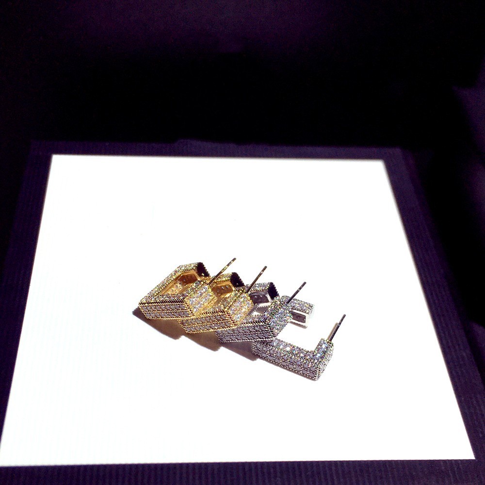 Stud Earrings: 2024 Choucong Brand Sterg Sier Rose Gold Plated 5A Cubic Zirconia Square Wedding Earrings for Women, Mother's Day Gift