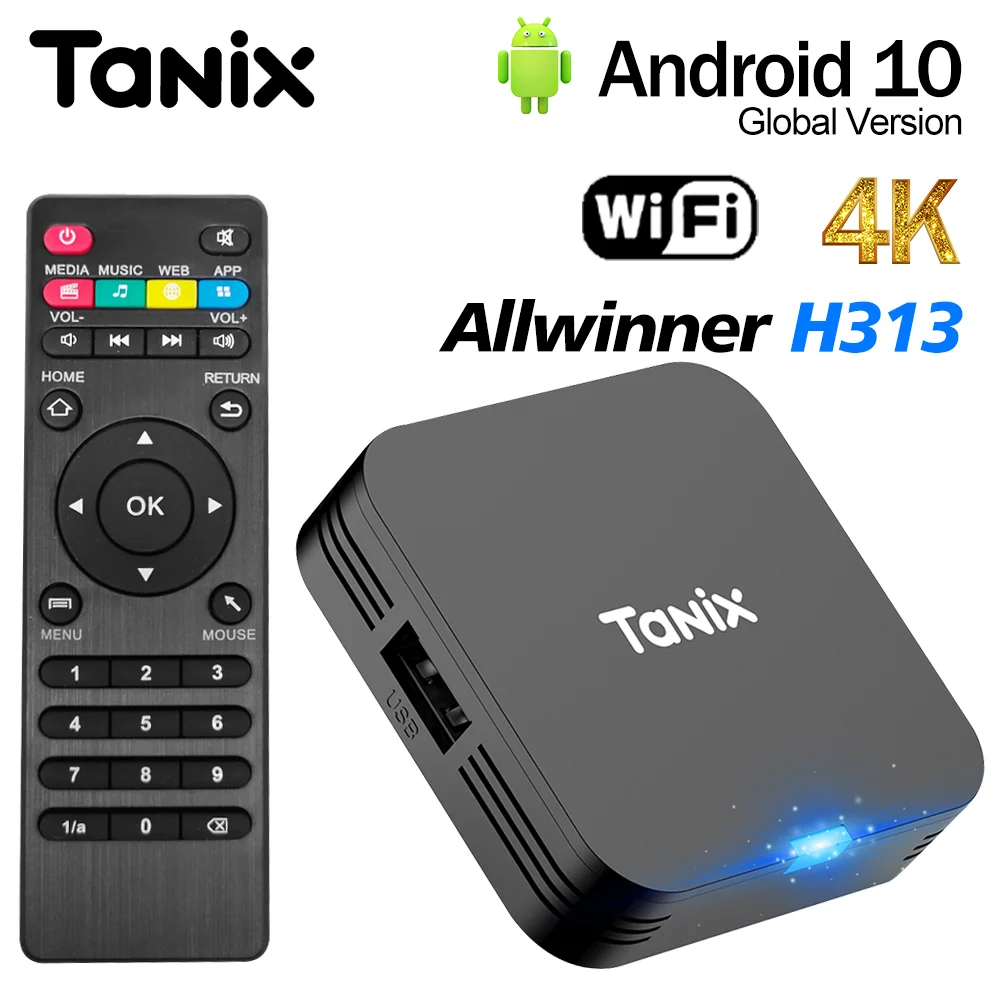 TANIX TX1 Smart TV BOX Android10.0 Allwinner H313 2GB 16GB 1GB 8GB 2.4G Wifi 4K HD Media Player Set Top Box