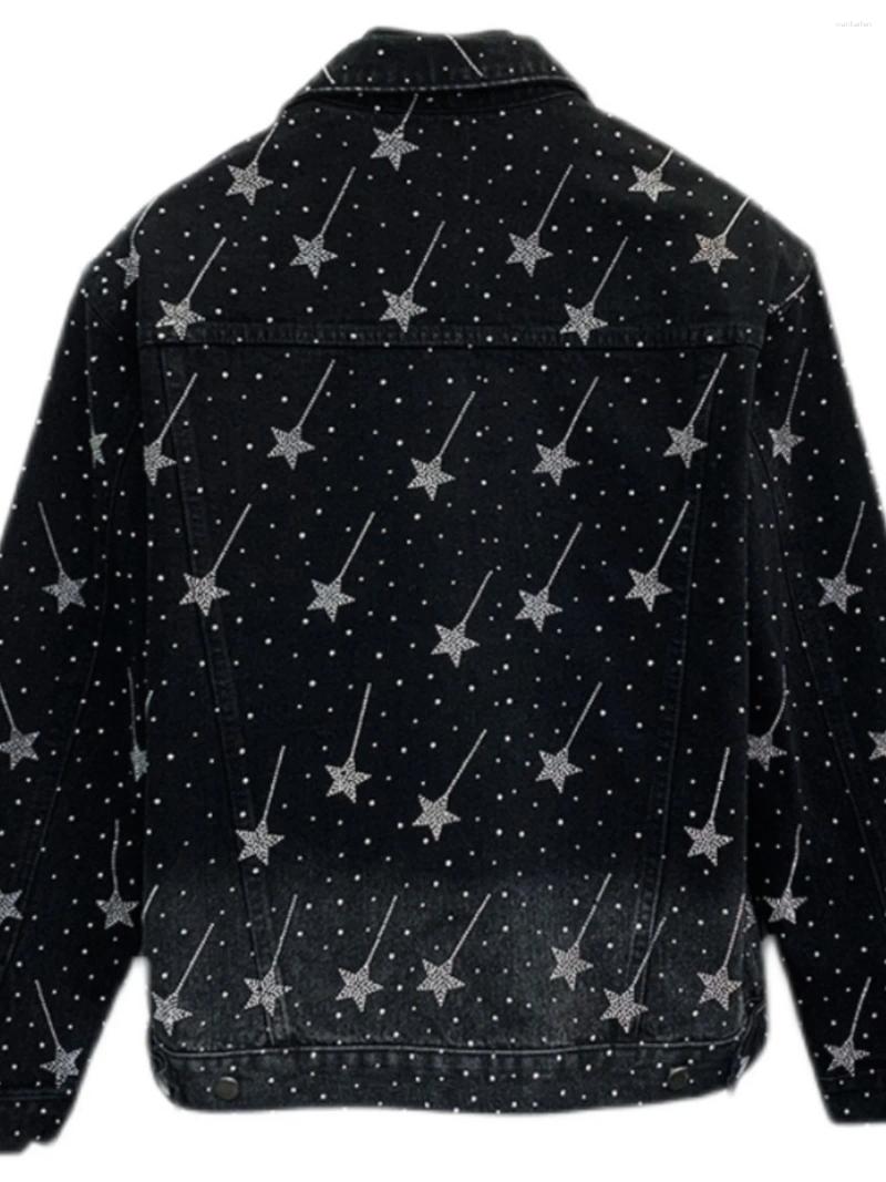 Men's Jackets Meteor Diamond-Embedded Rhinestone Short Denim Jacket Men Spring Autumn Fashion Brand Retro Gradient Color Handsome Clothing