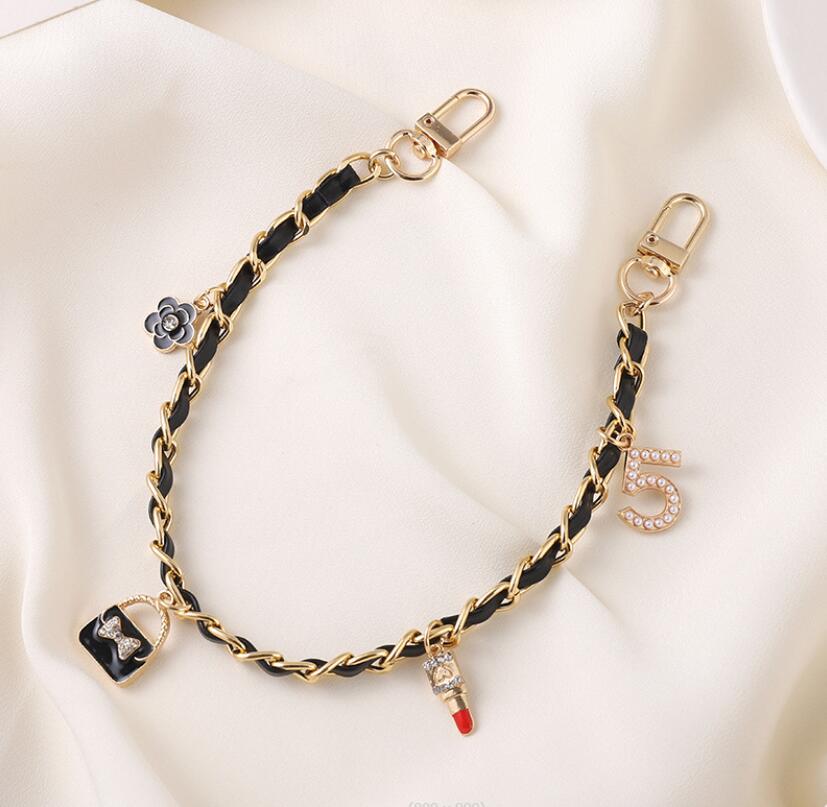 Keychain fashion key chain String leather Pearl ladies car keychain 5 styles classic charm key ring fashion accessories