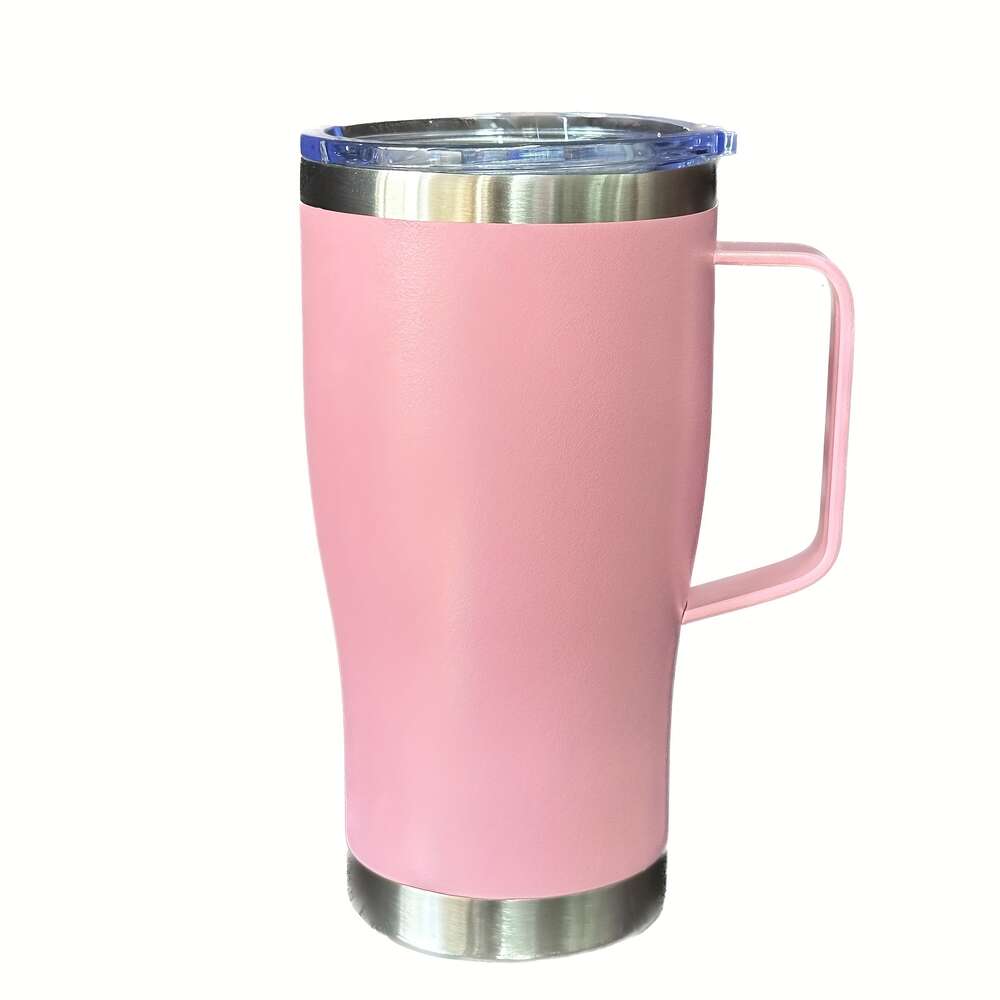 Stainless Steel Tumbler with Lid & Handle, 20oz Double Walled Water Bottle for Summer and Winter, Travel Insulated Coffee Mug dh3628137