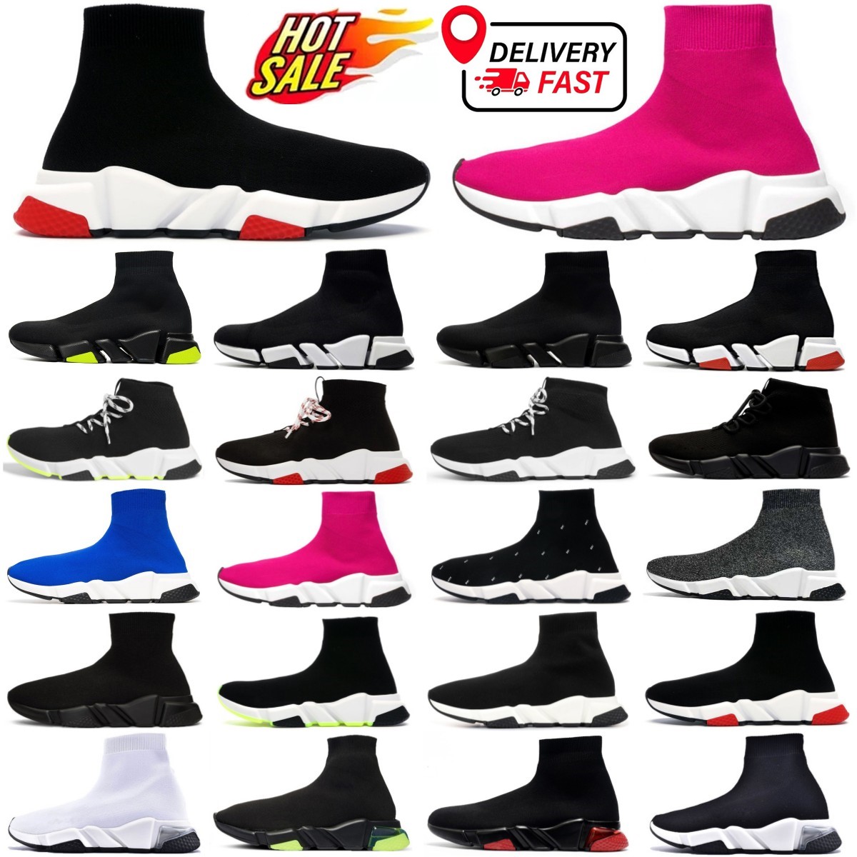 Sock shoes designer men casual shoes womens speed trainer socks boot speeds shoe runners runner sneakers Knit Women 1.0 2.0 Walking triple Black White Red Lace Trainers
