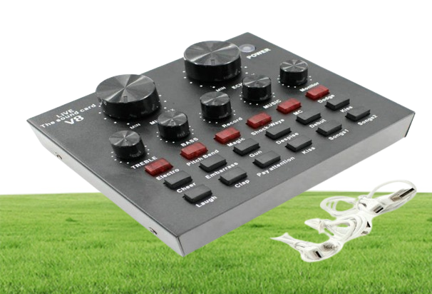 V8 Live Sound Card o External USB Headset Microphone K song Live Broadcast Sound Card for Mobile Phone Computer PC BM 800