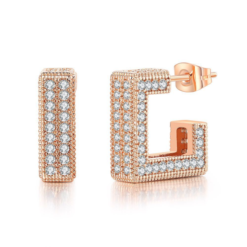 Stud Earrings: 2024 Choucong Brand Sterg Sier Rose Gold Plated 5A Cubic Zirconia Square Wedding Earrings for Women, Mother's Day Gift