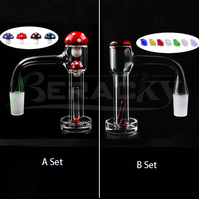 Beracky Full Weld Beveled Edge XL Terp Slurper Quartz Banger With Glass Mushroom Marble Ruby Pill Pearl set 20mmOD Seamless Welded Nails
