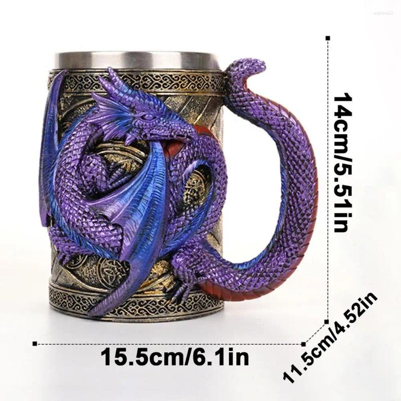 Mugs Dragon Beer Cup 3D Medieval Mug Coffee Novelty Gothic Steins Tankard 568ml Stainless Steel