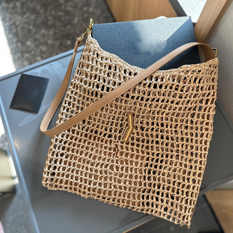 Designers Womens Shopping Large Capacity Crochet Tote Designer Women Shoulder Bags Handbag Grass Woven Hollow Bag Gold Hardware Letter Accessories Fre