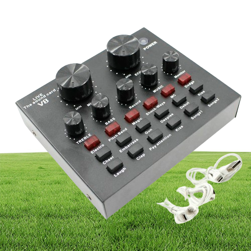 V8 Live Sound Card o External USB Headset Microphone K song Live Broadcast Sound Card for Mobile Phone Computer PC BM 800