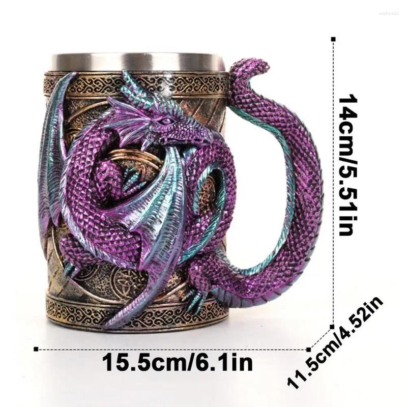 Mugs Dragon Beer Cup 3D Medieval Mug Coffee Novelty Gothic Steins Tankard 568ml Stainless Steel