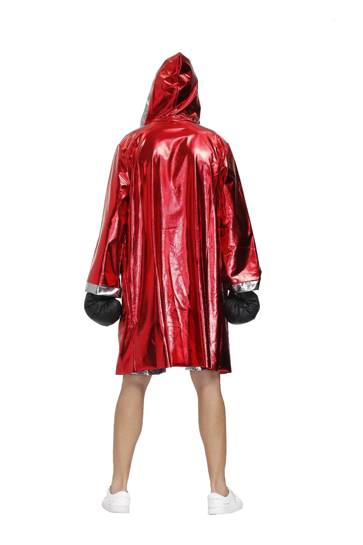 Man And Women Boxer Uniform Red Boxing Champion Cosplay Costume for Couple Sexy Hooded Cloak Robe Shorts Halloween Party Outfit 240319
