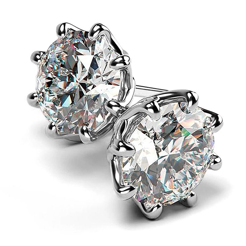 Sterg Sier Stud Earrings Women, 5A Cubic Zirconia Solitaire Jewelry for Wedding, Party, Office, Gift