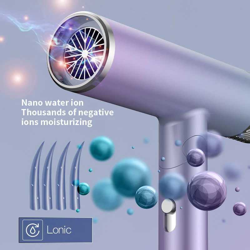 Dryers 1300W Professional Leafless Hairdryer Anion Temperature Control Blow Dryer Hot Cold Wind Hair Styler G240805