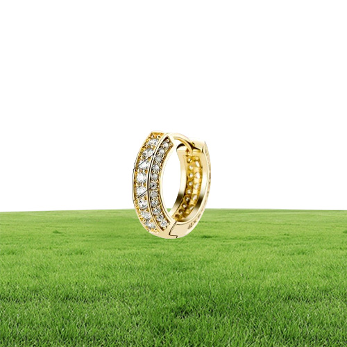 Fashion Hip Hop Earrings Hip Hop Gold Silver Bling CZ Diamond Hoops Earrings for Men Women Nice Gift