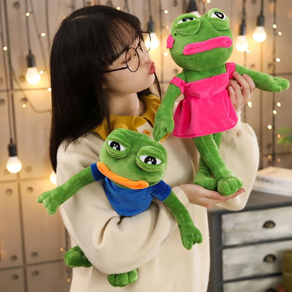 45CM Pepe Frog Plush Toy Sad Male Ugly Baby Big Mouth Crying Face Peripheral Dolls Send Friends Funny Christmas Birthday Gifts