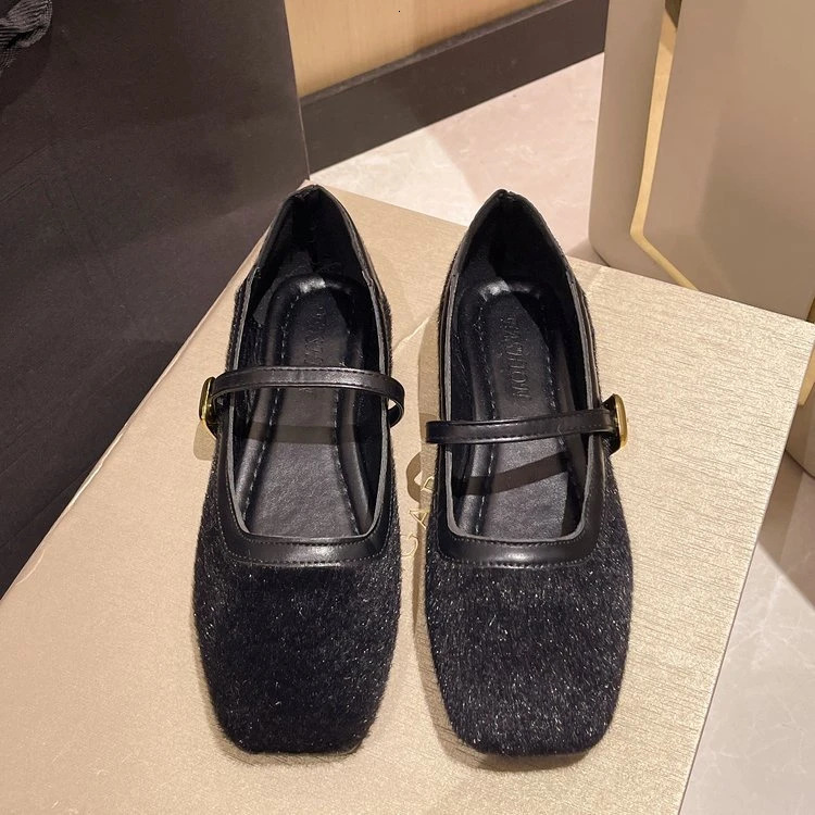 French Style Women Vintage Flats Button Square Toe Mary Janes Casual Shoes Leopard Comfort Loafers Shoes Ballerina Flats 240311