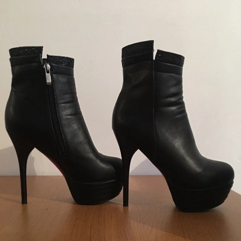 Designer Platform Ankle Boots For Women Extreme High Heel Sexy Short Boot Autumn Winter Black Red Ladies Party Shoes Large Size
