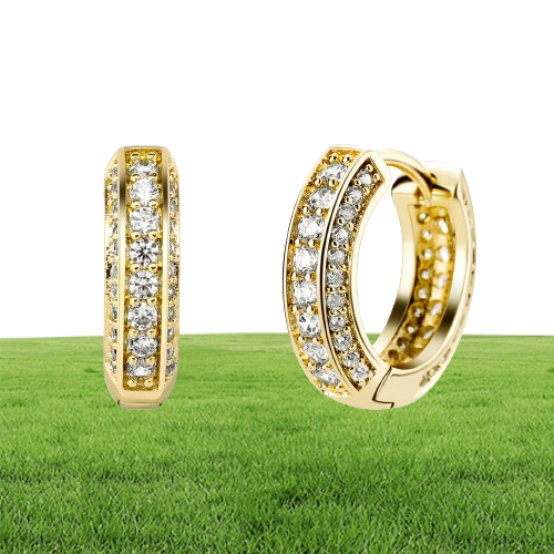 Fashion Hip Hop Earrings Hip Hop Gold Silver Bling CZ Diamond Hoops Earrings for Men Women Nice Gift