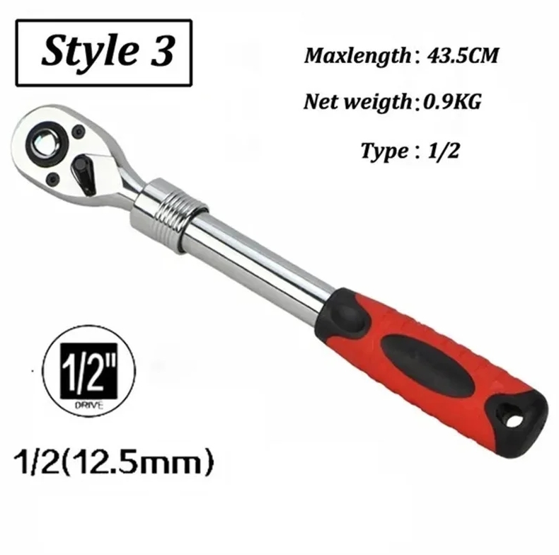 Professional Car Ratchet Wrench Hand Tools 72 Teeth Extending Telescopic Ratchets Socket Wrenches Ratcheting Repair Tool for Car Motorcycle