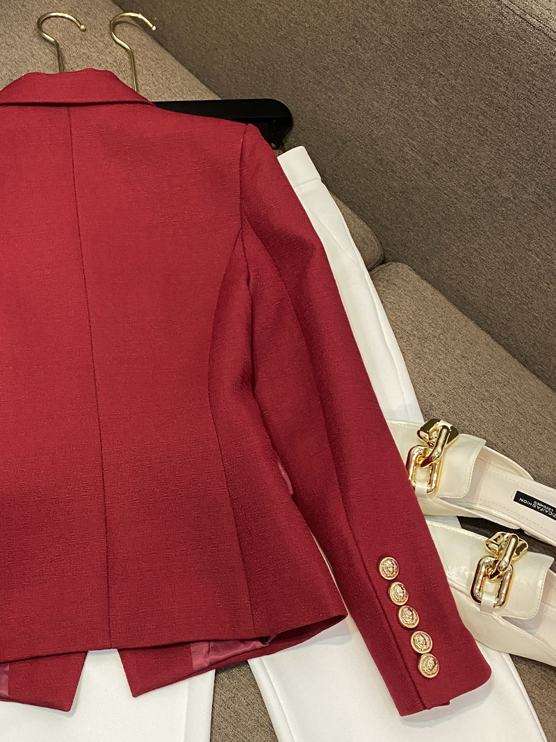 European Station 2024 Spring New European Classic Womens Jacket Double breasted Slim Fit Masked Suit Simplicity A6794 201007