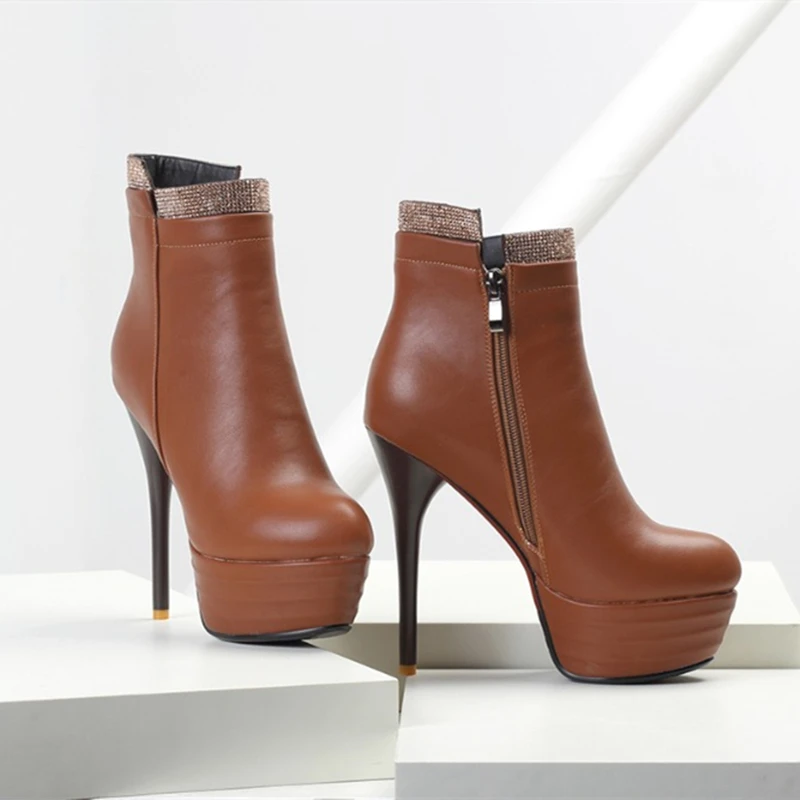 Designer Platform Ankle Boots For Women Extreme High Heel Sexy Short Boot Autumn Winter Black Red Ladies Party Shoes Large Size