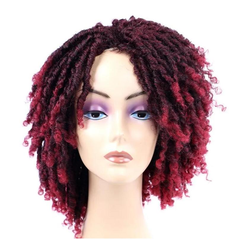 Synthetic Wigs 6Quot Short Soft Brown For Black Women Faux Locs Dreadlock Dreads Braiding Cloghet Fiber American Hair Wig8975487 Drop Otgin