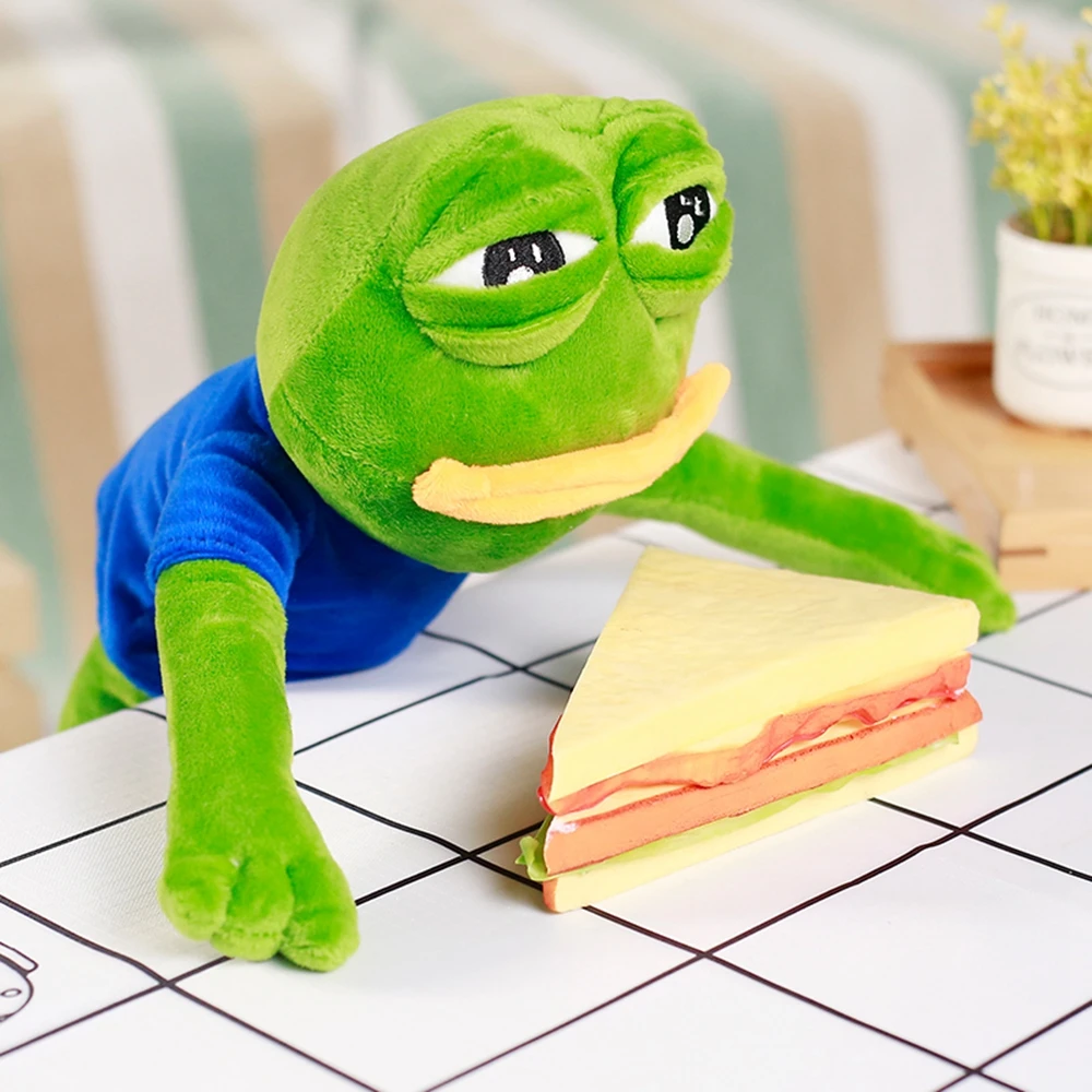 45CM Pepe Frog Plush Toy Sad Male Ugly Baby Big Mouth Crying Face Peripheral Dolls Send Friends Funny Christmas Birthday Gifts