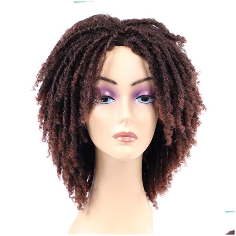 Synthetic Wigs 6Quot Short Soft Brown For Black Women Faux Locs Dreadlock Dreads Braiding Cloghet Fiber American Hair Wig8975487 Drop Otgin