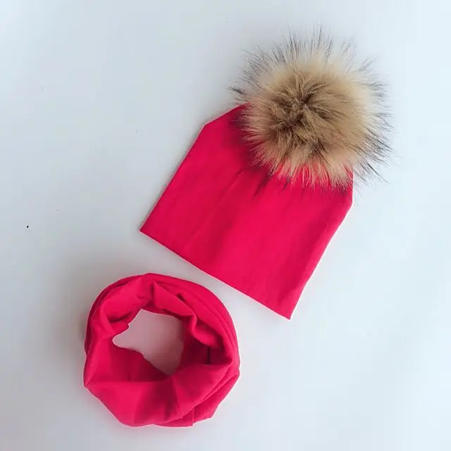 children's 2025 pom pom Hat Autumn Winter new Baby Hat Girls Boys Cap Kids Beanie bonnet Collar Scarf set baby cap Photography props