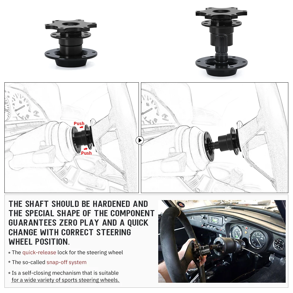 PQY - 2025 Universal Steering Wheel Quick Release Hub Kit Wheel Hub Adapter For 6 hole Steering Wheel new Hub PQY3859
