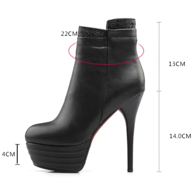 Designer Platform Ankle Boots For Women Extreme High Heel Sexy Short Boot Autumn Winter Black Red Ladies Party Shoes Large Size