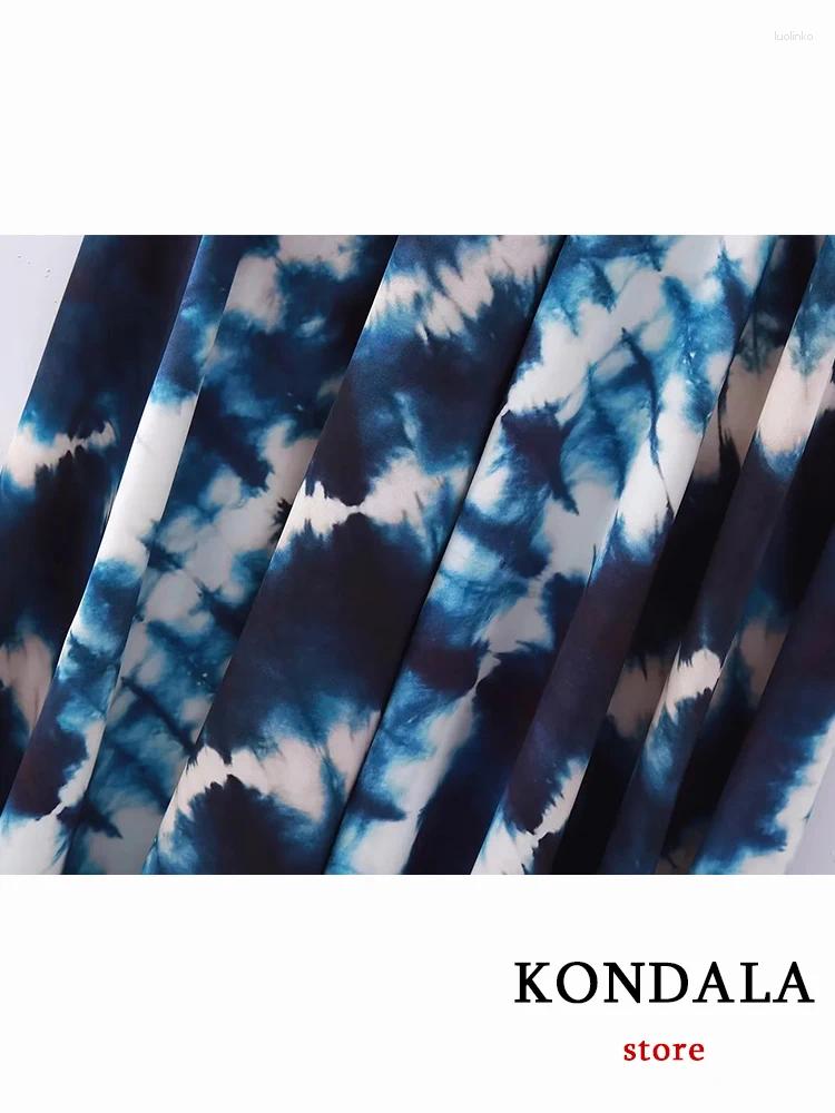 Casual Dresses KONDALA Sexy Tie Dye Straight Women Cami Dress Modern Chic Strapless Fashion 2024 Party Summer Sleeveless Y2K Slim Vestido
