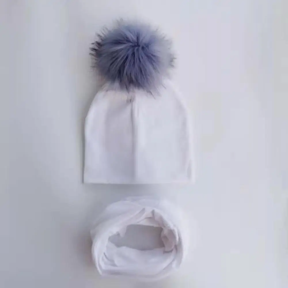 children's 2025 pom pom Hat Autumn Winter new Baby Hat Girls Boys Cap Kids Beanie bonnet Collar Scarf set baby cap Photography props