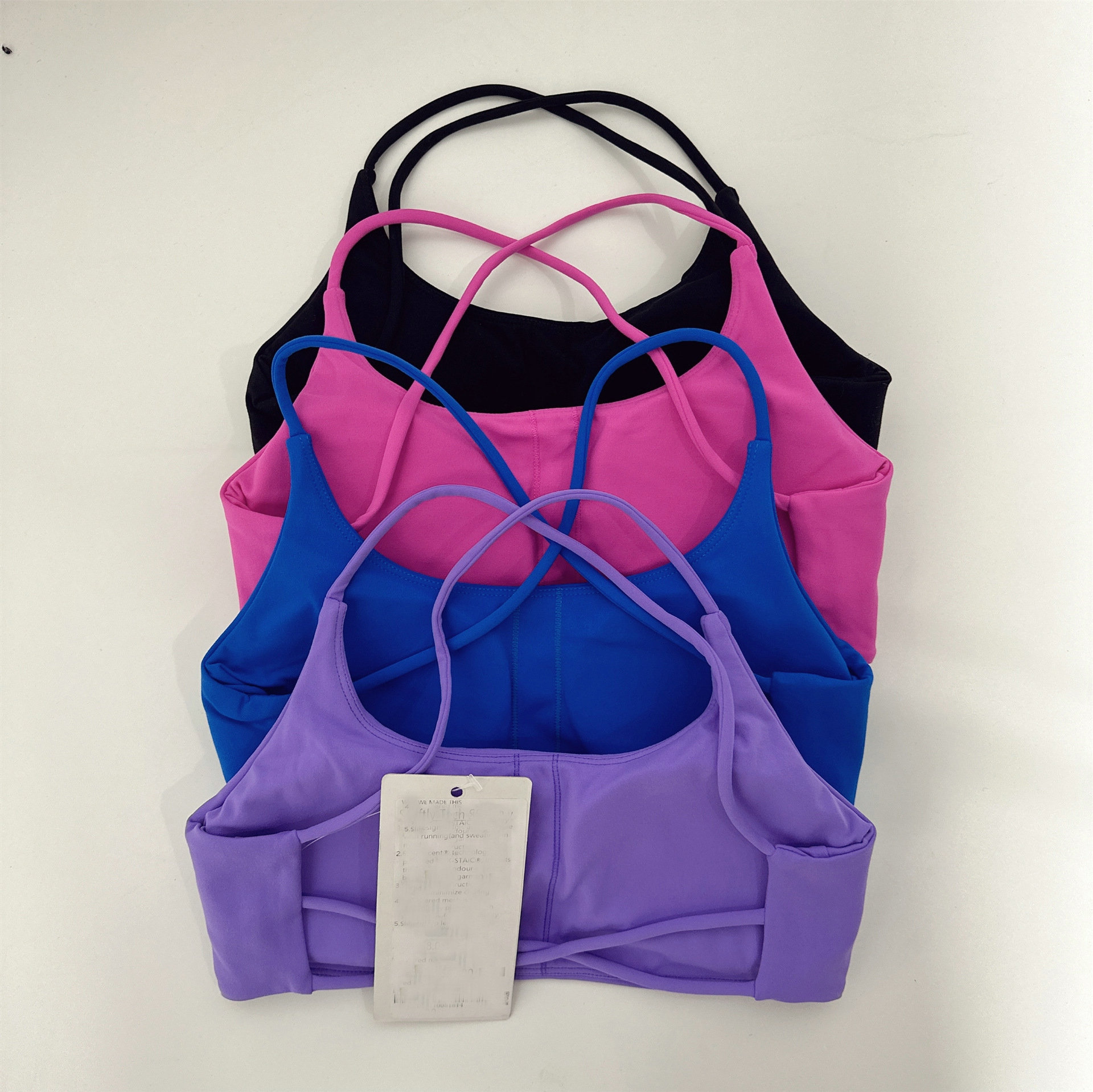 Summer Naked Feeling Cross Straps Sports Bra Gym Fitness Beauty Back Yoga Bras Sexy Wear Women Push Up Padded Running Workout Tops Wireless Athletic Brassiere