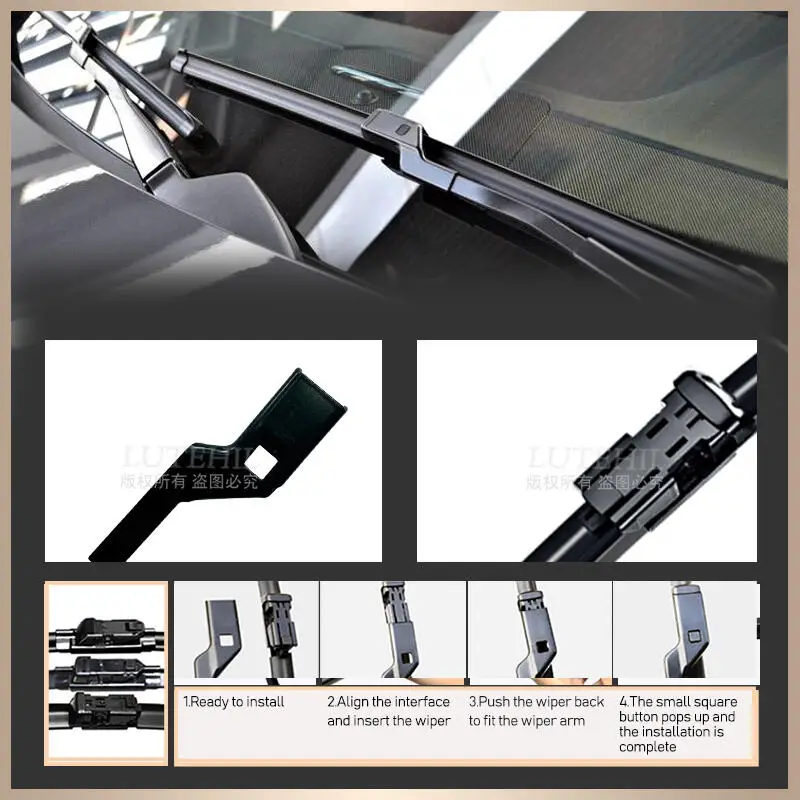 Front Rear Wiper & Wiper Blades Set For VW Tiguan 1 2007-2016 2008 2009 2010 2011 Windshield Windscreen Window 24"+21"+13" smile & 24&q